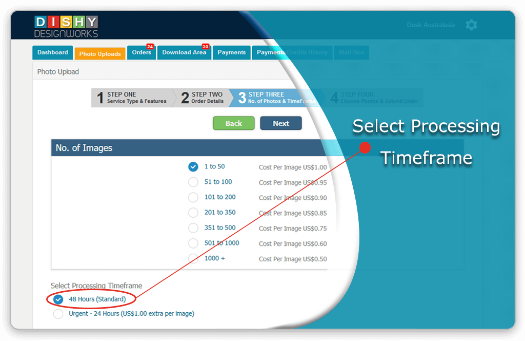 Step 5: Choose the processing time